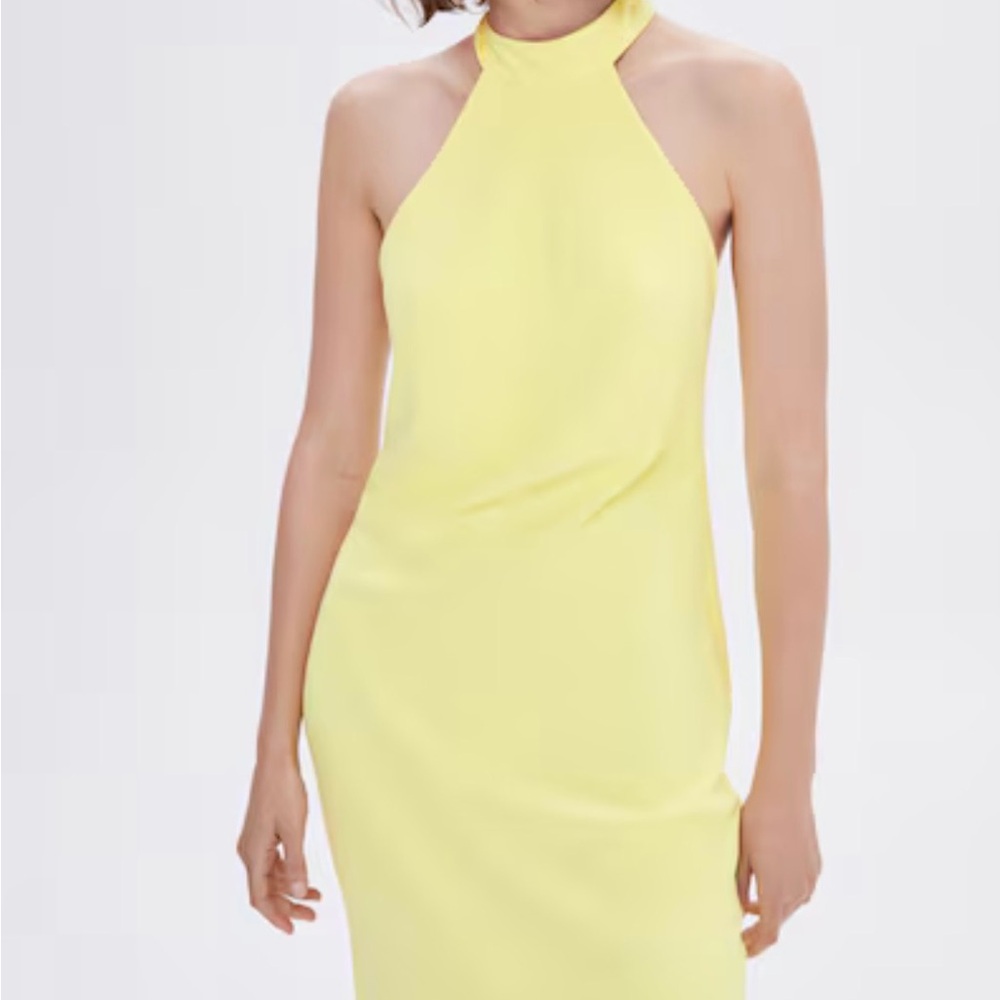 Mango Yellow Halter Open back Dress